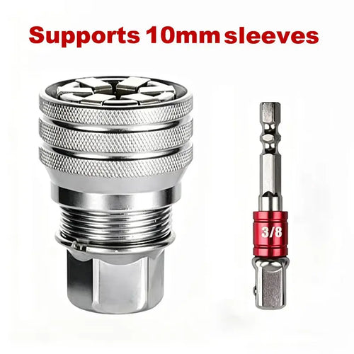 GLOWBAY Universal Socket Wrench – One-Tool Fits All, 3/8" Adapter, One-Hand Grip