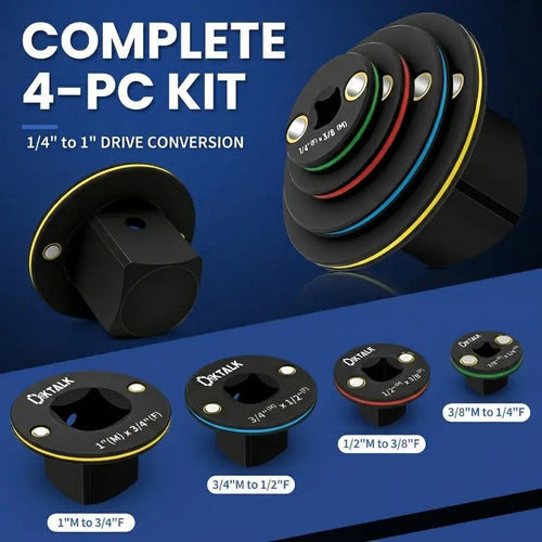 GLOWBAY Low Profile Impact Socket Adapter Set (4-Piece) – CR-MO Steel, Magnetic Lock