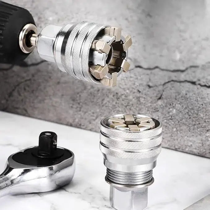 GLOWBAY Universal Socket Wrench – One-Tool Fits All, 3/8" Adapter, One-Hand Grip